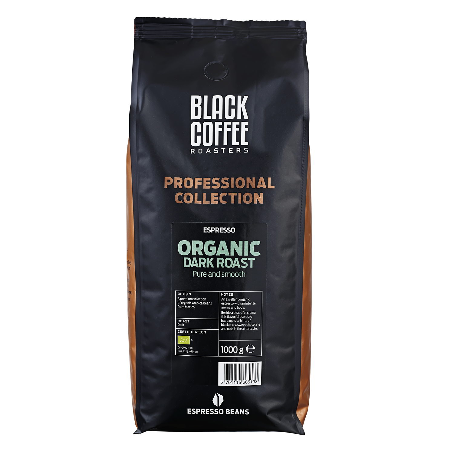 BCR pro Organic Dark Espresso 1 kg Hele bønner ØKO