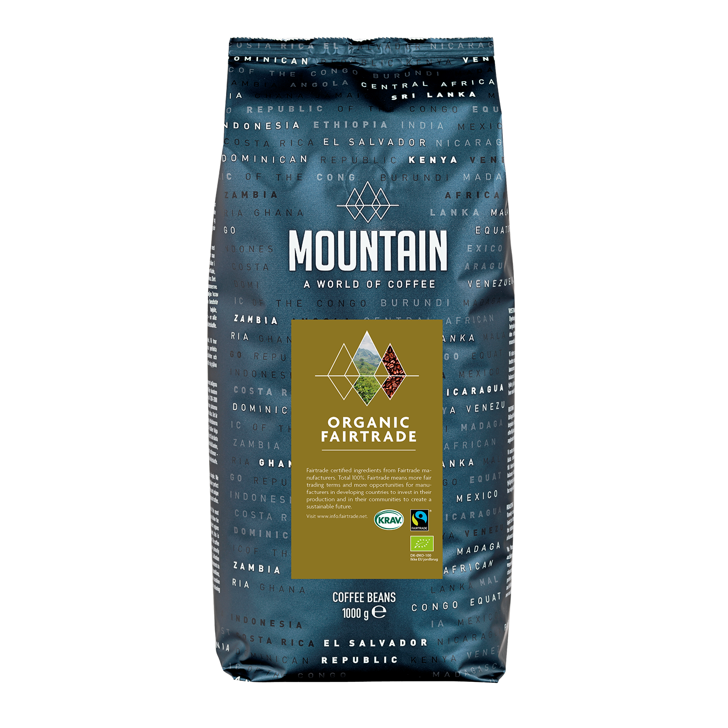 Mountain Øko Fairtrade  Hele bønner 1 kg KRAV