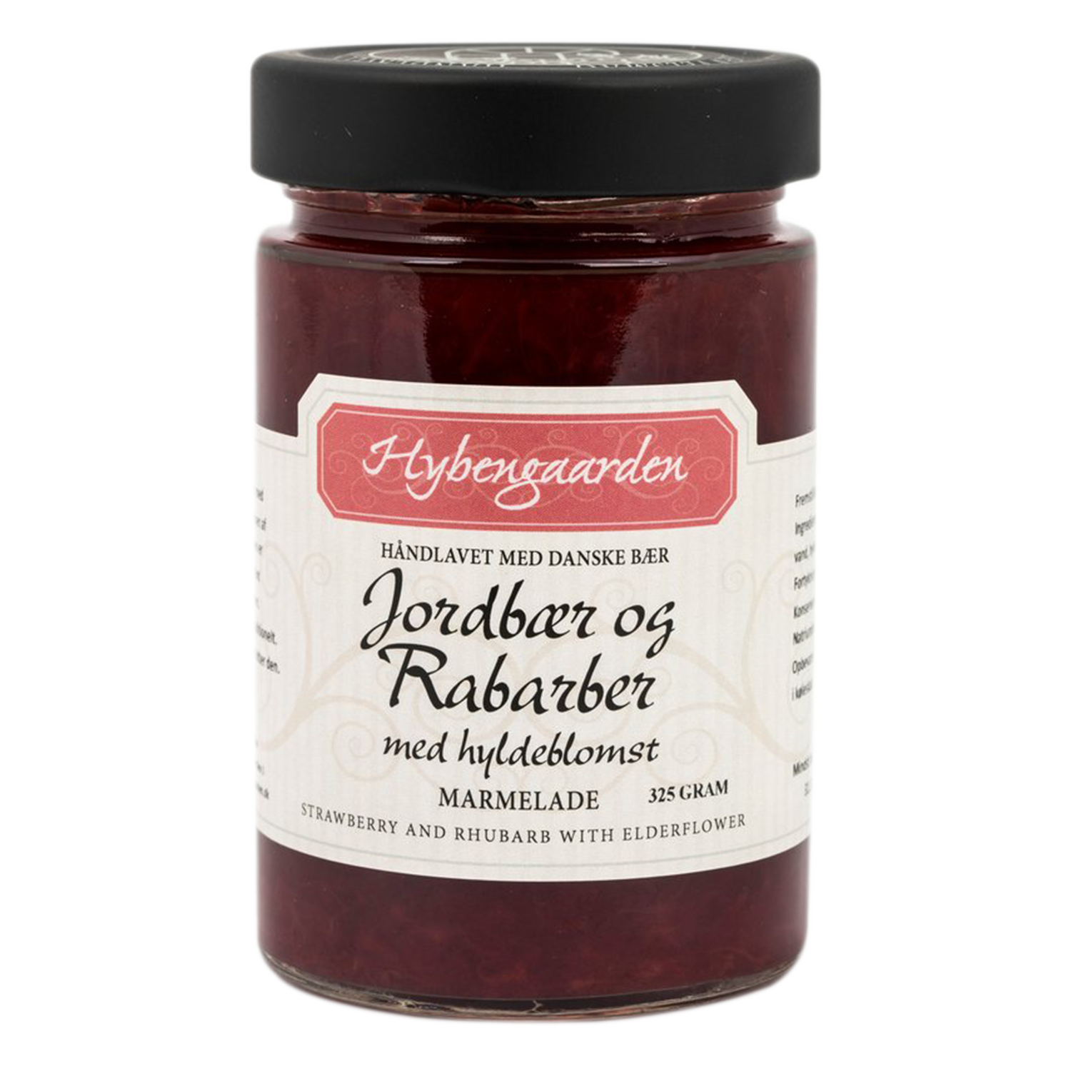 Jordbær/Rabarber/Hyldeblomst marmelade 325g