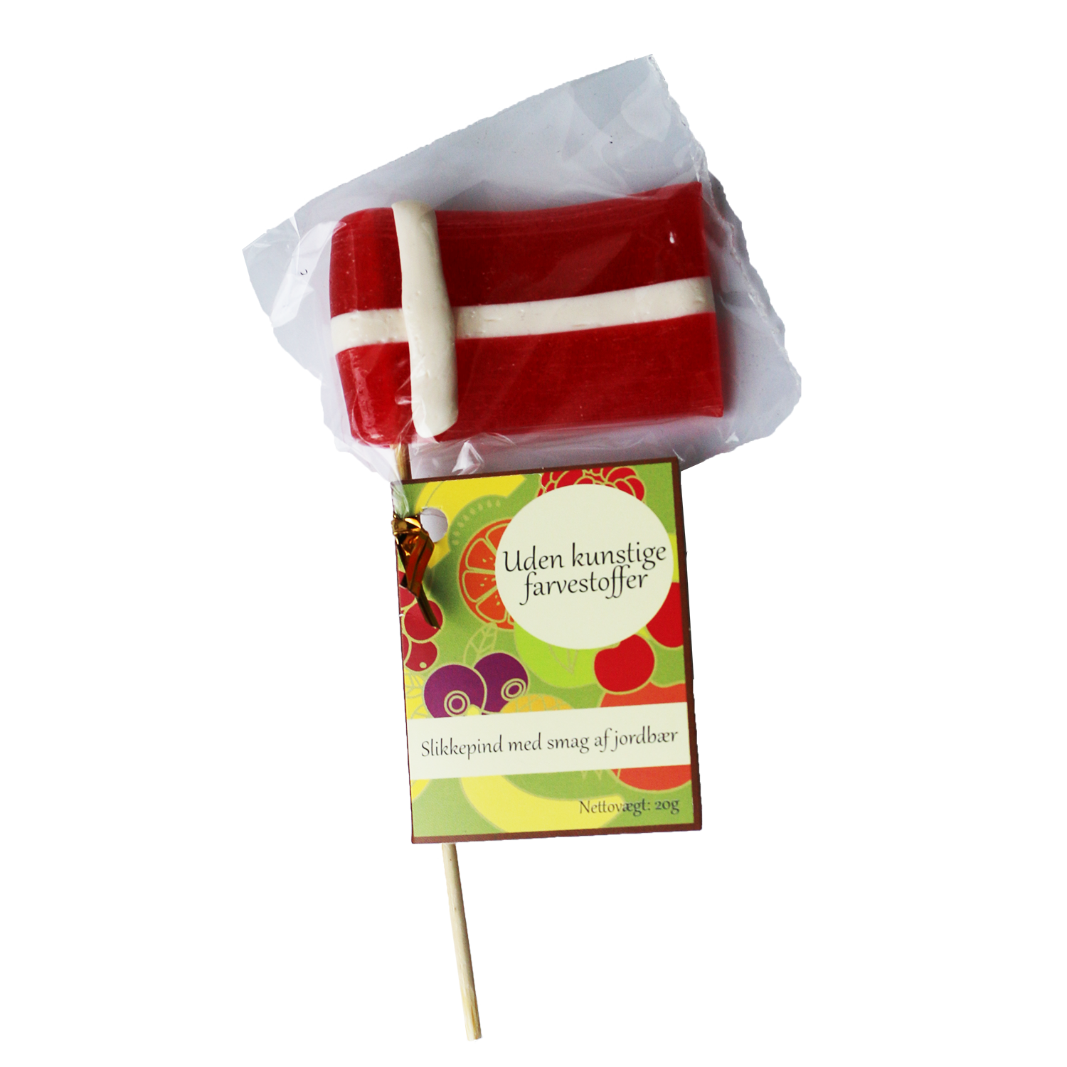 Lollipop dansk flag, håndlavede 20g