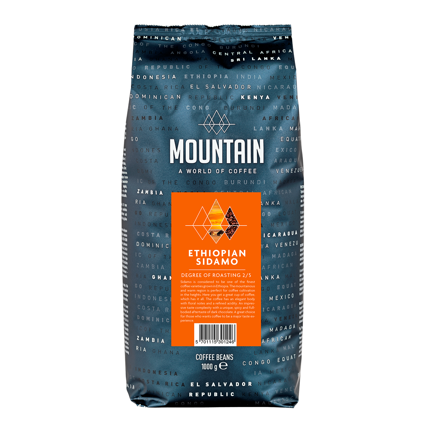 Mountain Etiopisk  Sidamo Hele bnner 1 kg
