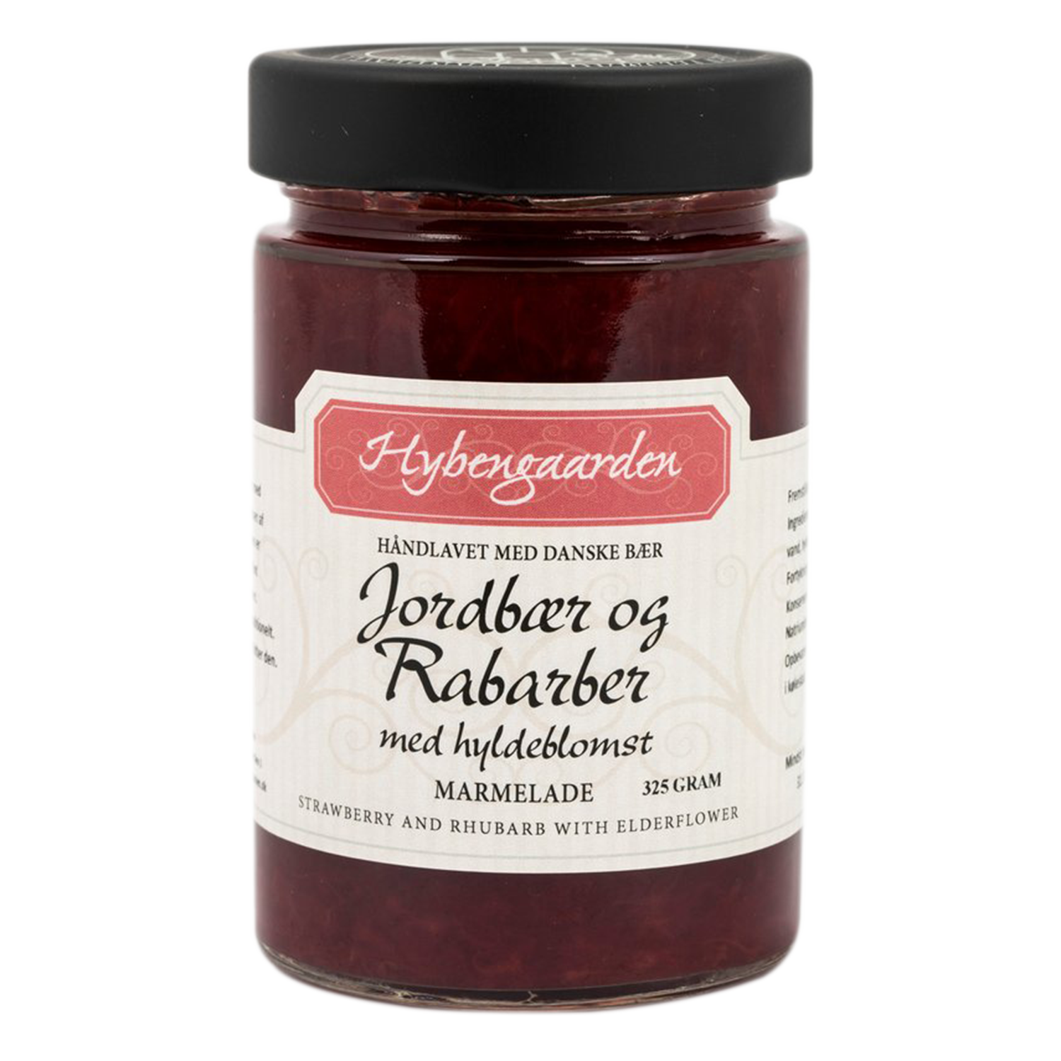 Jordbr/Rabarber/Hyldeblomst marmelade 325g