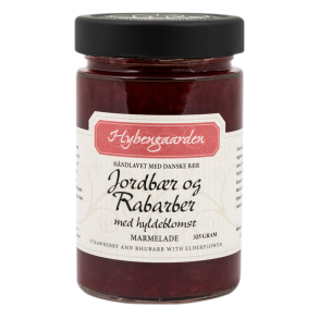 Jordbr/Rabarber/Hyldeblomst marmelade 325g