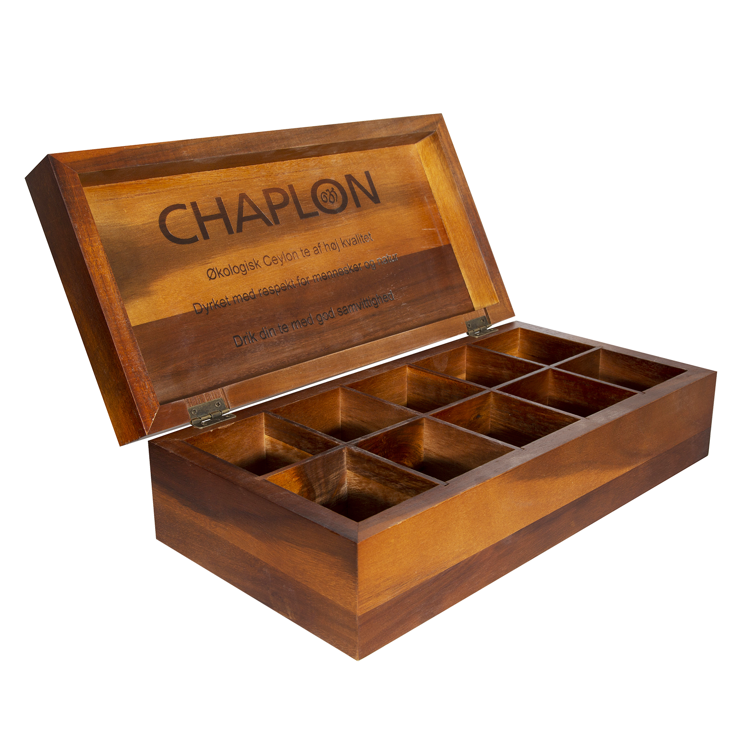 Chaplon træ te kasse uden indhold