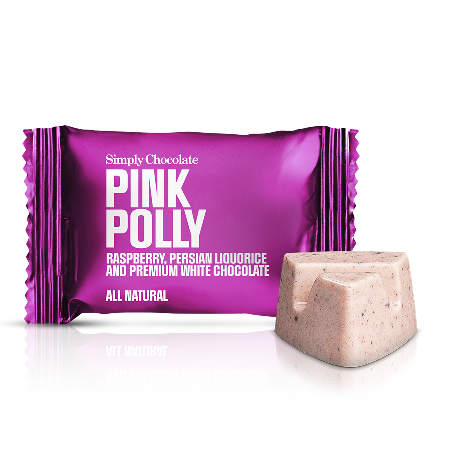 Chokolade Bites m. lak/hind, Pink Polly 10g