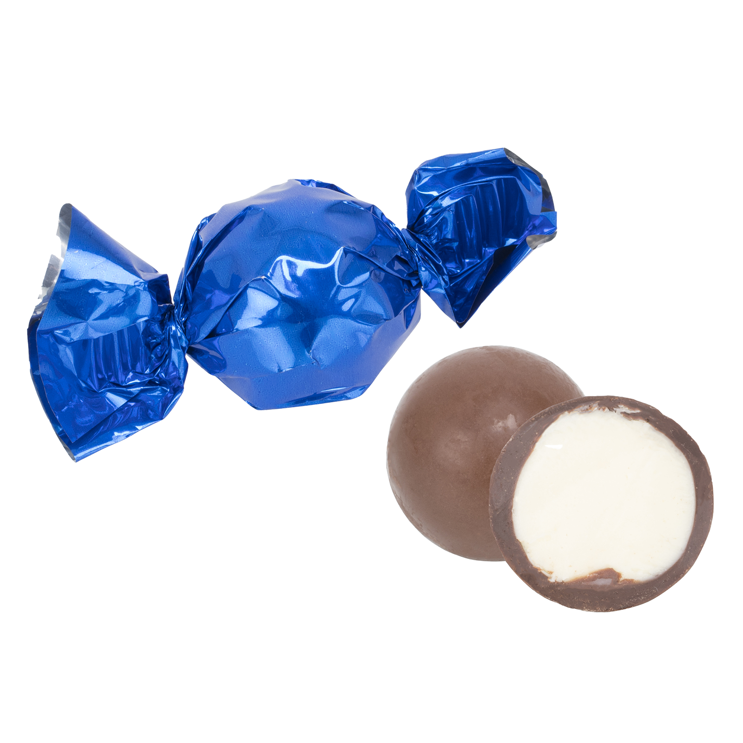 Se Chokolade kugler, mintsmag, blå folie 100g hos Teogkaffesalonen.dk