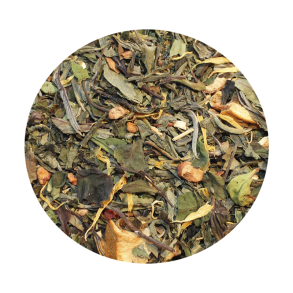 Grn/hvid te med ble og appelsin