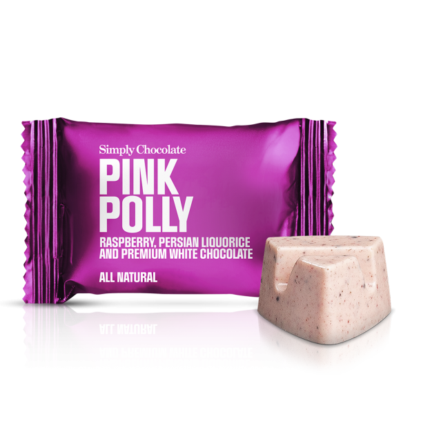 Chokolade Bites m. lak/hind, Pink Polly 10g