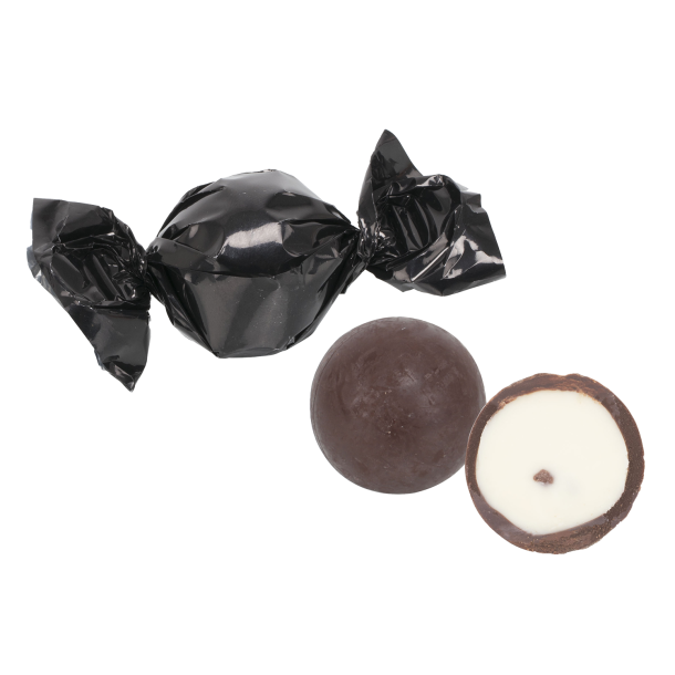 Chokolade kugler, straciatella, sort folie 1000g 