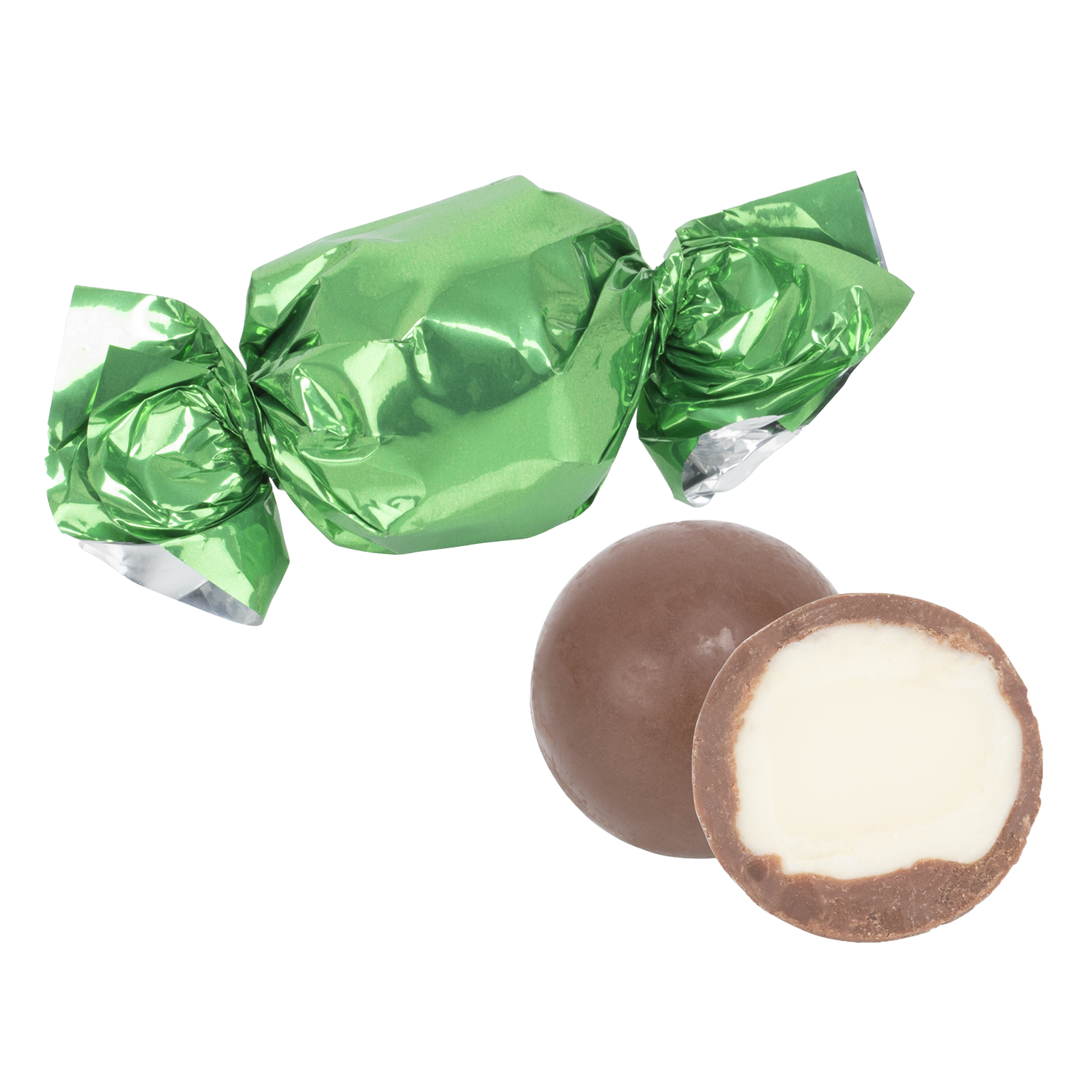 Chokolade kugler, kokos, grųn folie 100g