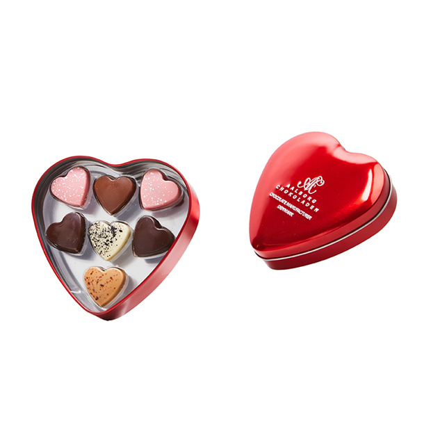 Hjerteske med 7 stk chokoladehjerter