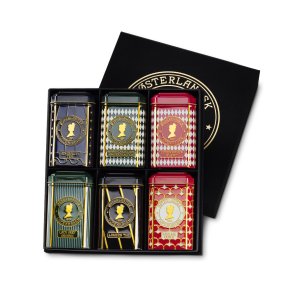 Gaveske Exclusiv Velour, 6 stk tebrevsdser -Black