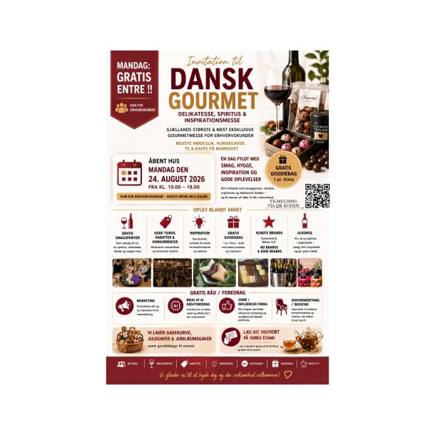 DANSK GOURMET MESSE 2026 BILLET D. 24/08 KL. 10-18 G�LDER KUN FOR ERHVERV! (�bent hus)