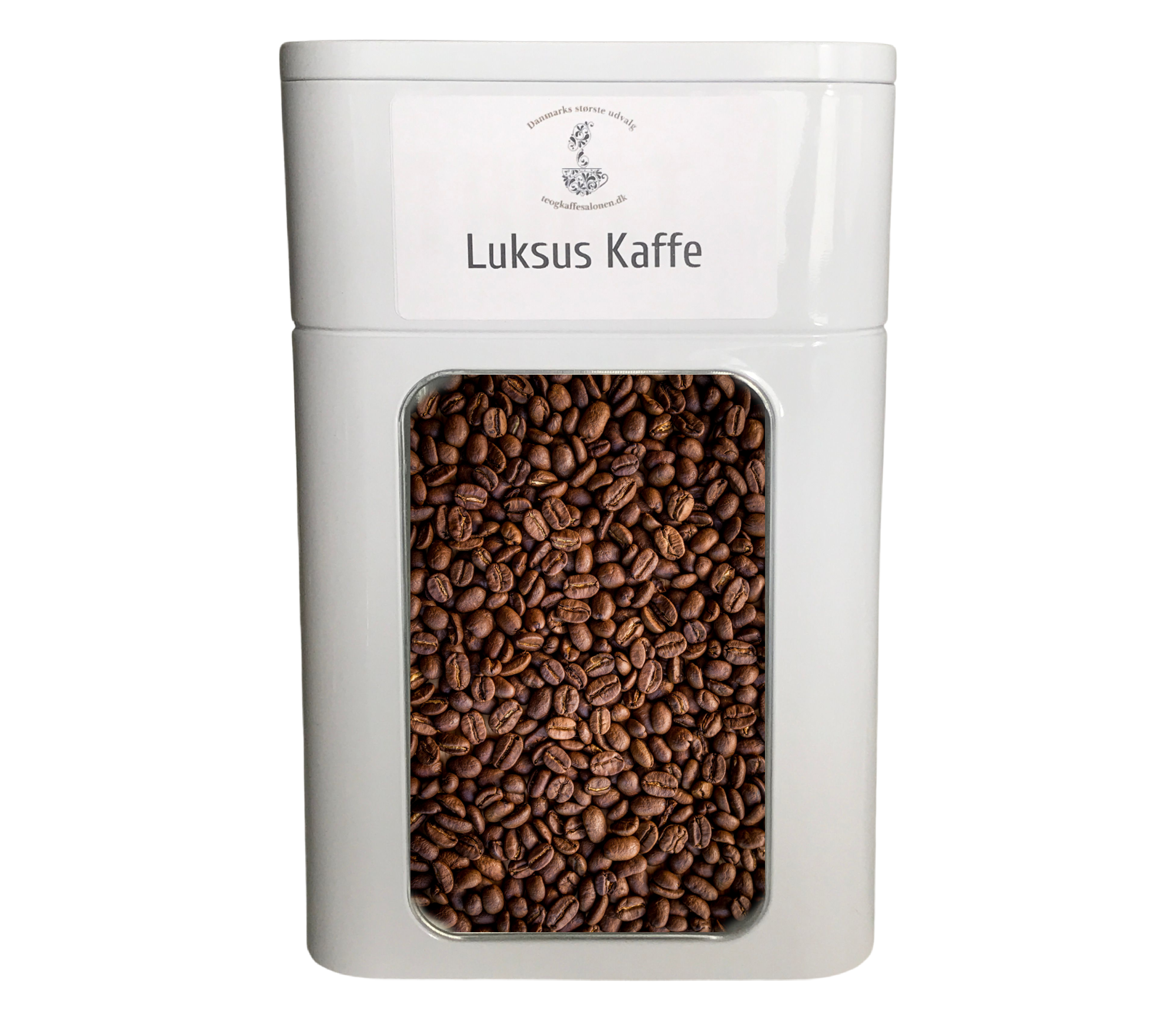 Dse inkl 1 kg gourmet kaffebnner (hvid metal med vindue)
