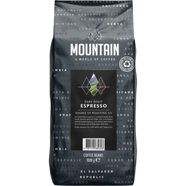 MOUNTAIN Espresso Dark Roast, Hele bnner, 1 kg