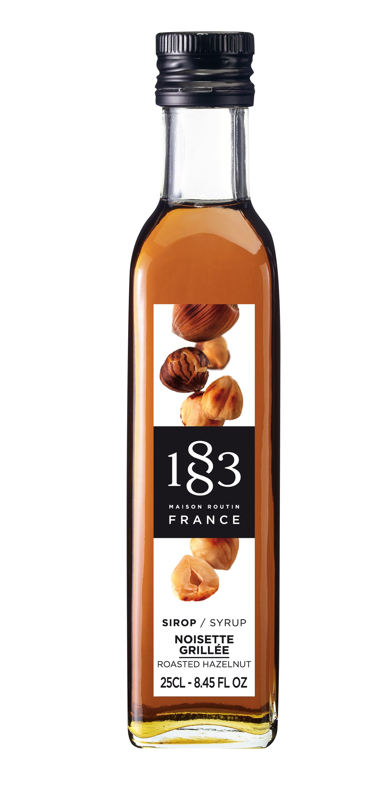 1883 ristet hasselnd sirup 25 cl glas