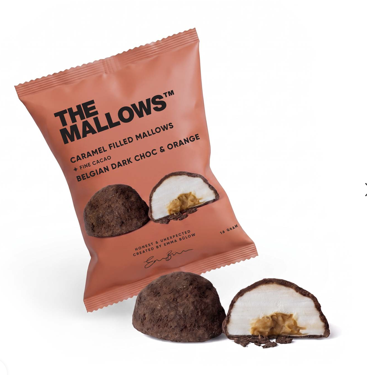 The Mallows - CARAMEL FILLED MALLOWS + DARK CHOC, &amp; ORANGE