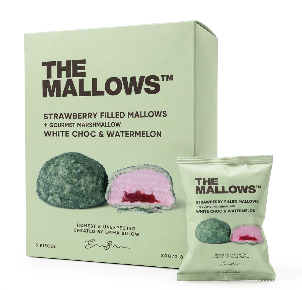 The mallows - STRAWBERRY FILLED MALLOWS + BELGIAN WHITE CHOC &amp; WATERMELON BOX � 5 STK