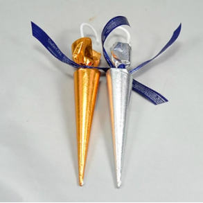 Guld & slv paraplyer- Lys chokolade 24 stk