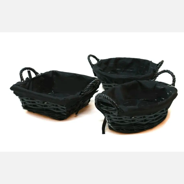 Br�dkurv "3 ass" sort med stof D24h9 22X22H9 28X21H9. Design selv. 