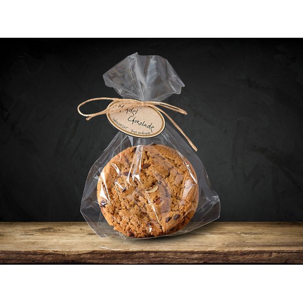 Cookie med mandel og mrk chokolade, 4 stk.