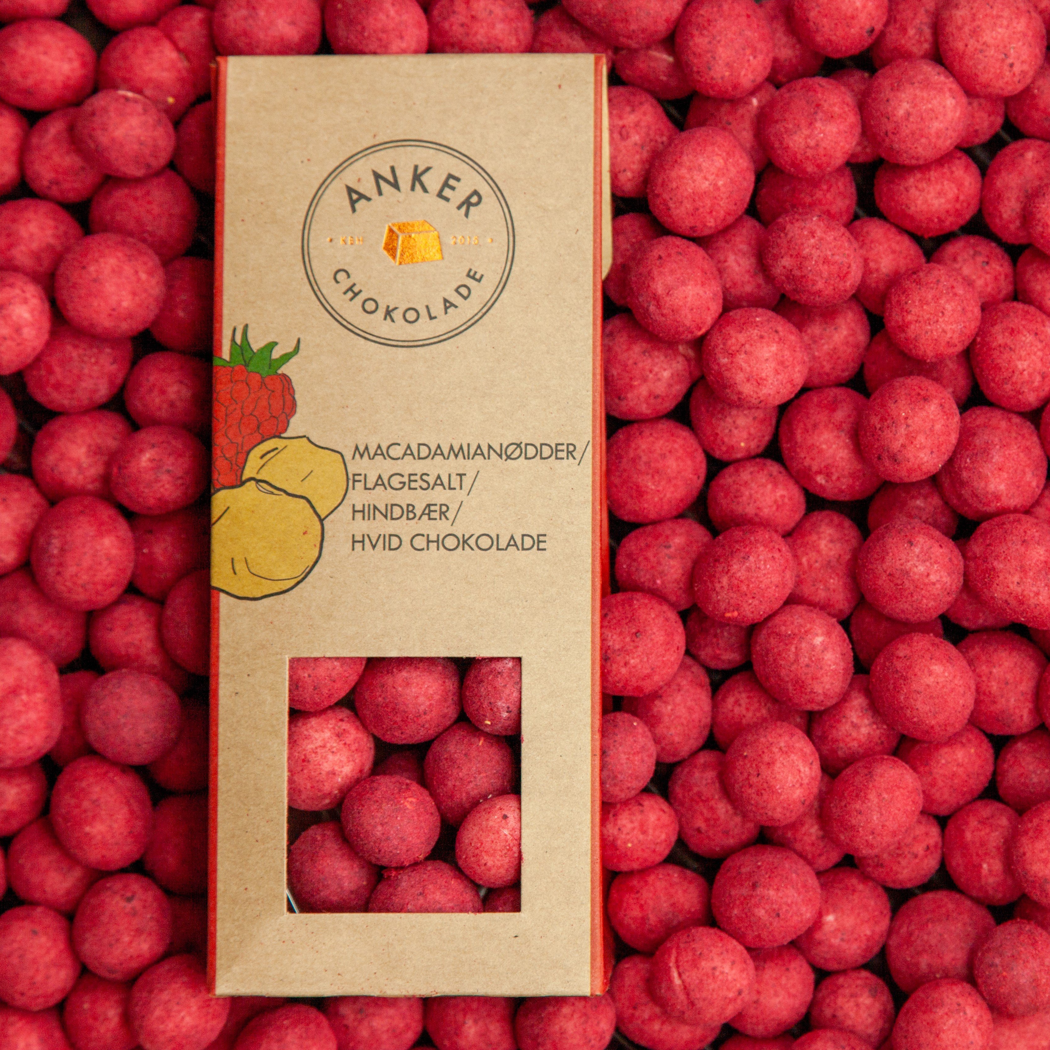 Macadamian�dder / salt / hindb�r / hvid chokolade