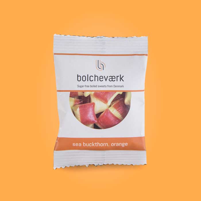 Flowpack Bolcheværk, Sukkerfri - Appelsin, Havtorn, 12 g