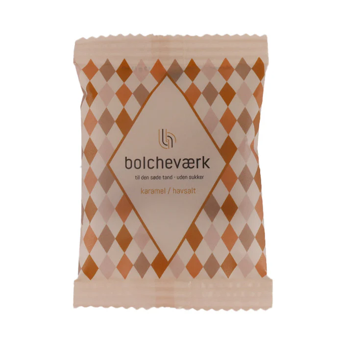 Flowpack Bolcheværk, Sukkerfri - Flødekaramel, Havsalt, 12 g